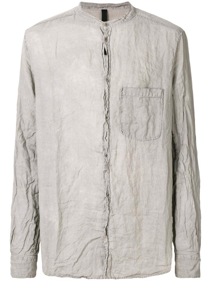 Poème Bohémien Crinkle-effect Mandarin-collar Shirt - Grey