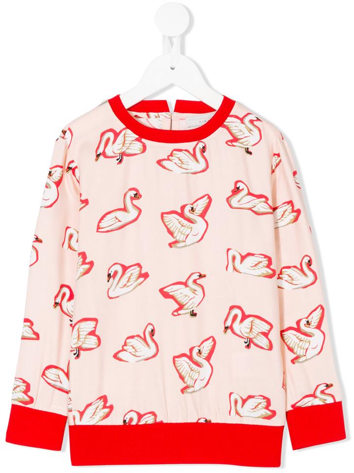 Stella Mccartney Kids - Swan Print Blouse - Kids - Cotton/acrylic/polyester/viscose - 5 Yrs, Yellow/orange