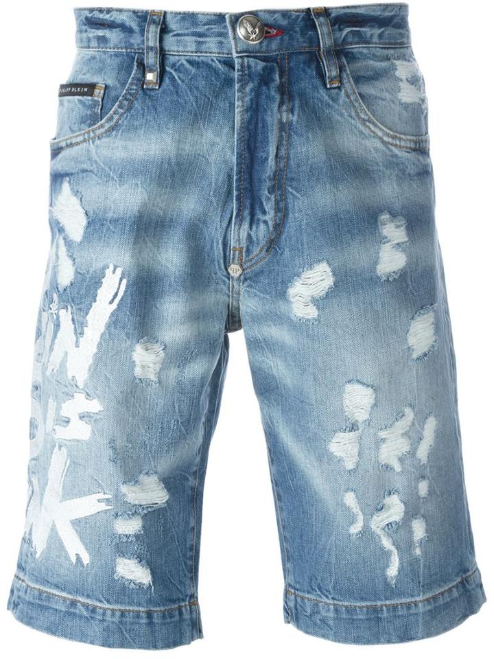 Philipp Plein 'plein Is Punk' Denim Shorts