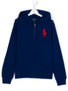 Ralph Lauren Kids - Embroidered Logo Hoodie - Kids - Cotton - 14 Yrs, Blue