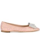 Giuseppe Zanotti Design Glitter Bow Ballerina Pumps - Nude & Neutrals