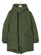 Burberry Kids Teen Detachable Hood Parka Coat - Green