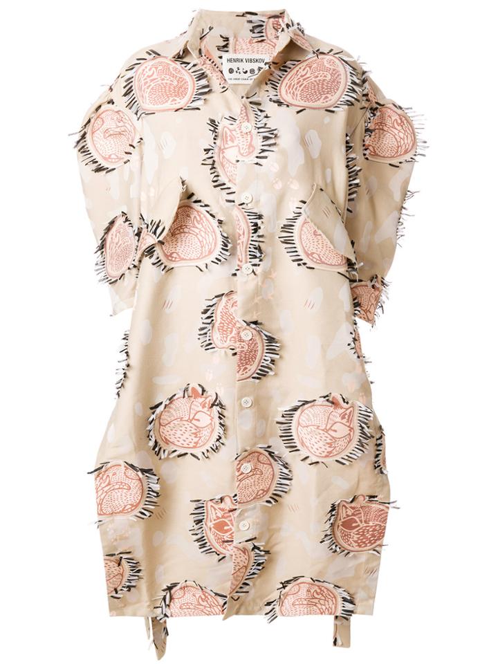 Henrik Vibskov I Love You Too Applique Detail Coat - Nude & Neutrals