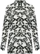 Andrea Marques Classic Collar Printed Shirt, Women's, Size: 42, White, Silk