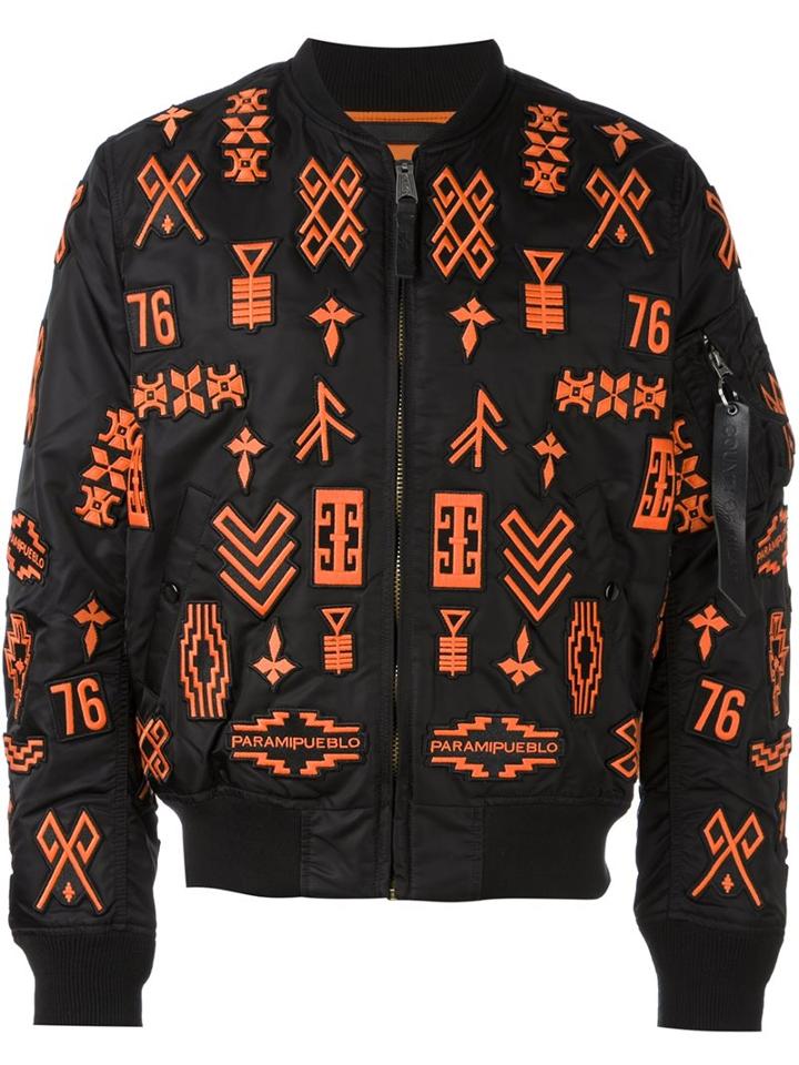 Marcelo Burlon County Of Milan 'alpha Ma-1' Bomber Jacket, Men's, Size: Xxs, Black, Nylon/polyester