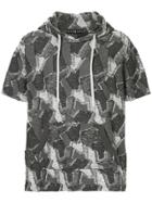 Roar Patchwork Short Sleeve Hoodie - Grey