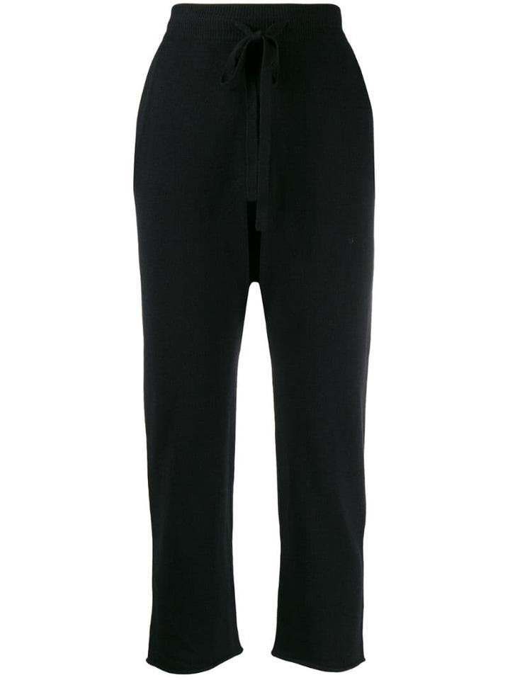 Nili Lotan High Rise Drawstring Cropped Trousers - Black