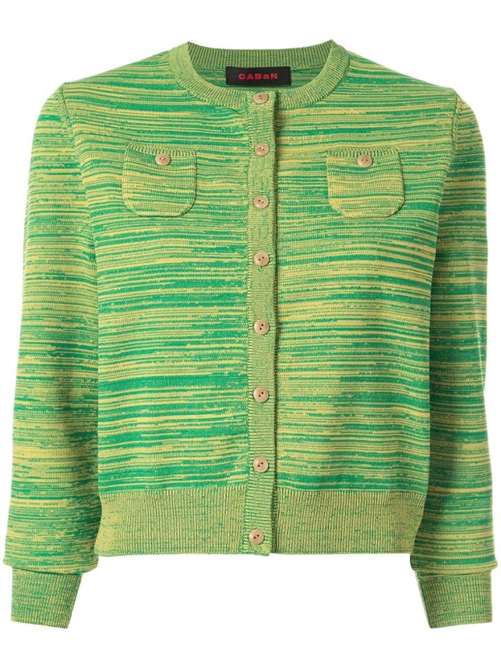 Caban Striped Slim-fit Cardigan - Green