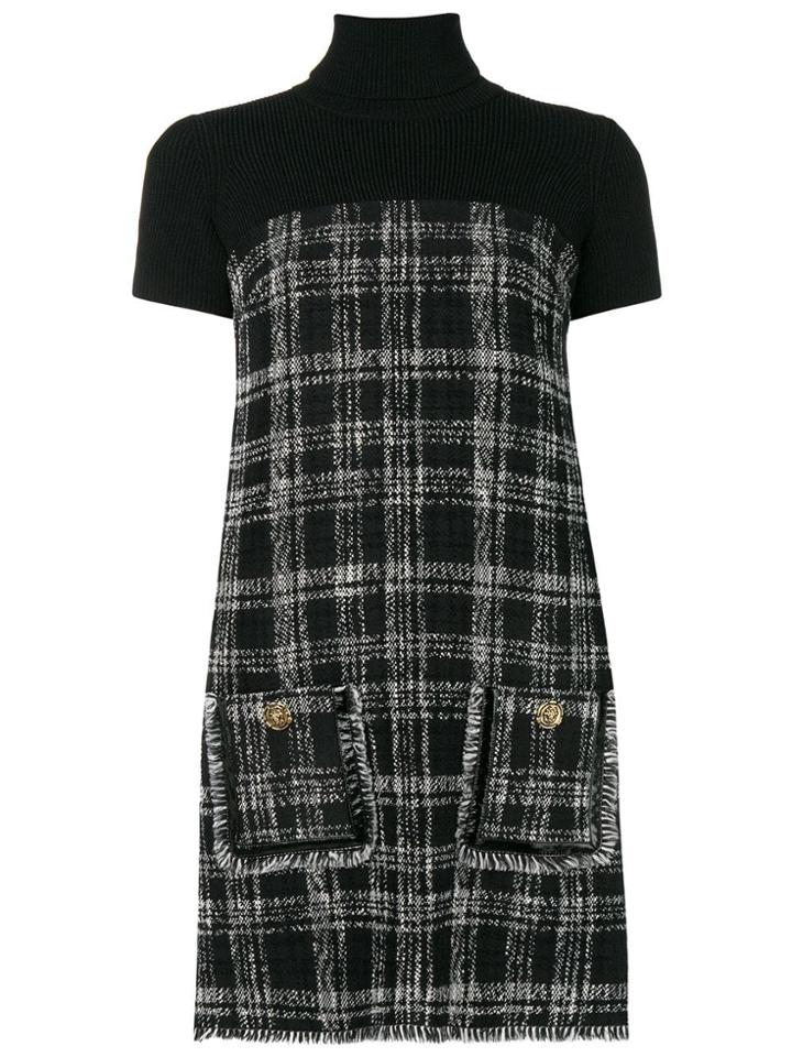 Elisabetta Franchi Checked Turtle Neck Dress - Black