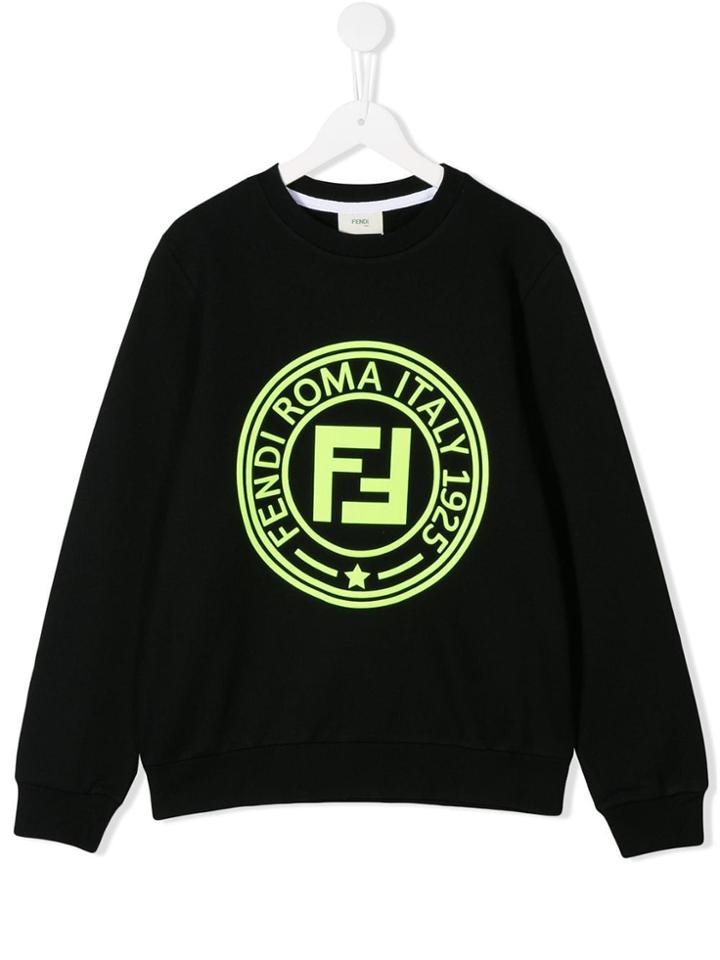 Fendi Kids Logo Printed Sweater - Black