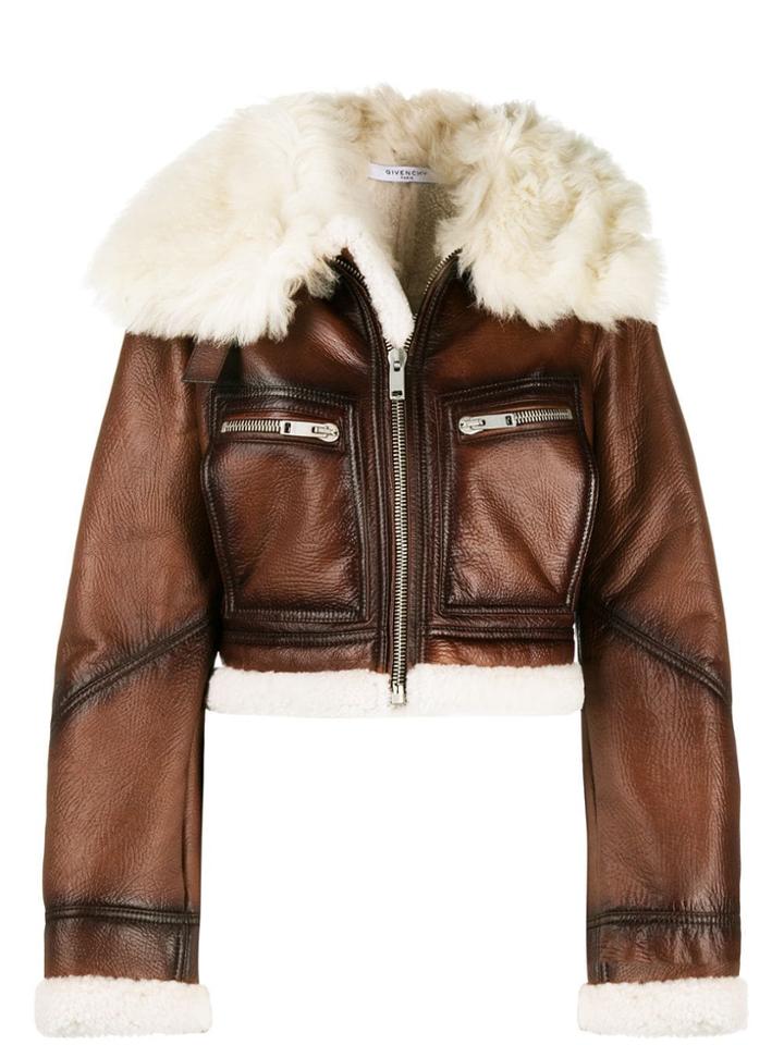 Givenchy Cropped Shearling Jacket - Brown
