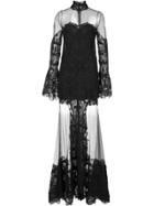 Jonathan Simkhai Flared Sheer Dress - Black