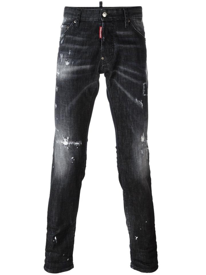 Dsquared2 Cool Guy Distressed Whiskering Jeans - Black