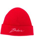 Balmain Ribbed Beanie Hat - Red