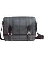 Burberry Medium Leather Trim London Check Messenger Bag - Black