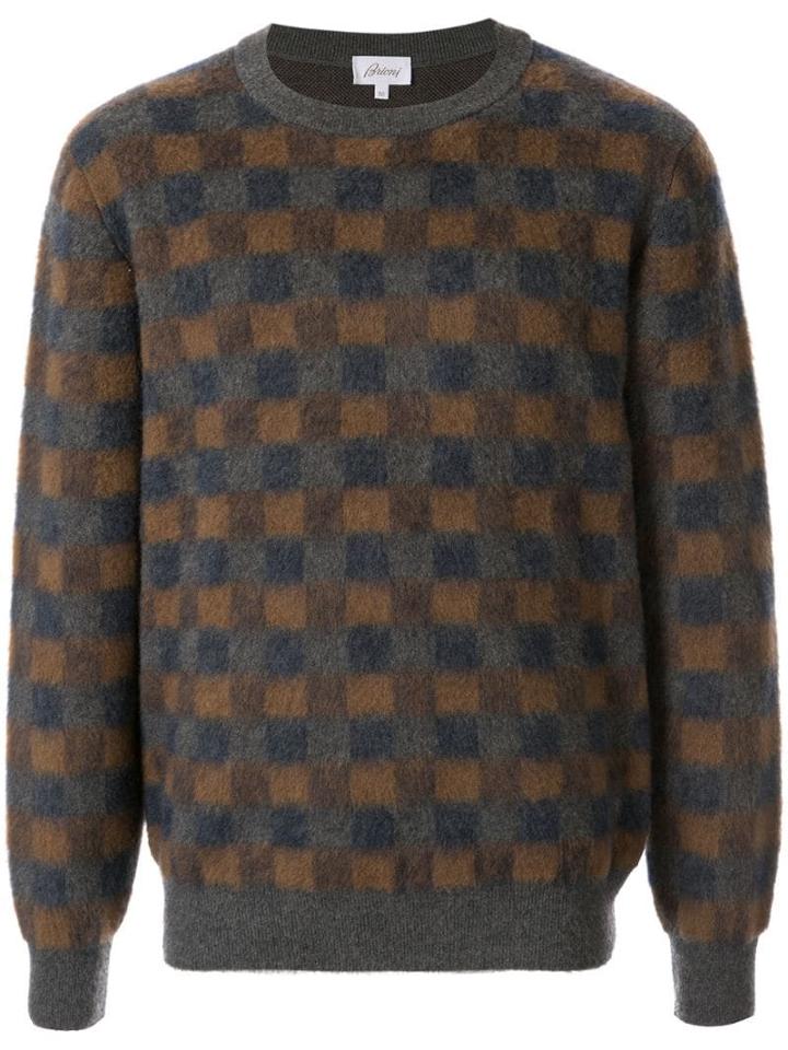 Brioni Checkered Jumper - Brown