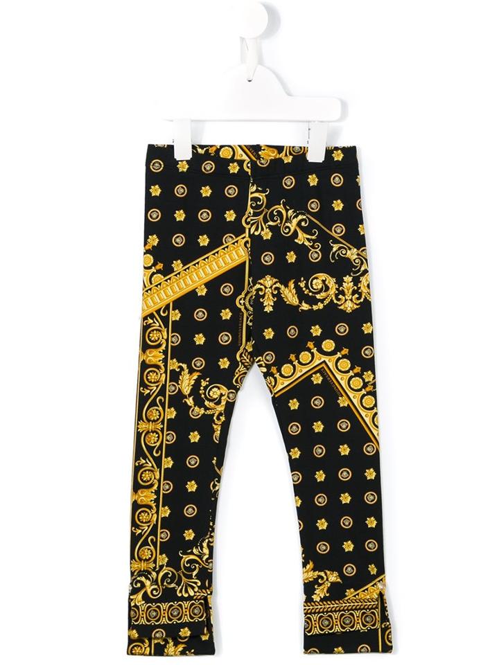 Young Versace Baroque Print Leggings, Girl's, Size: 10 Yrs, Black