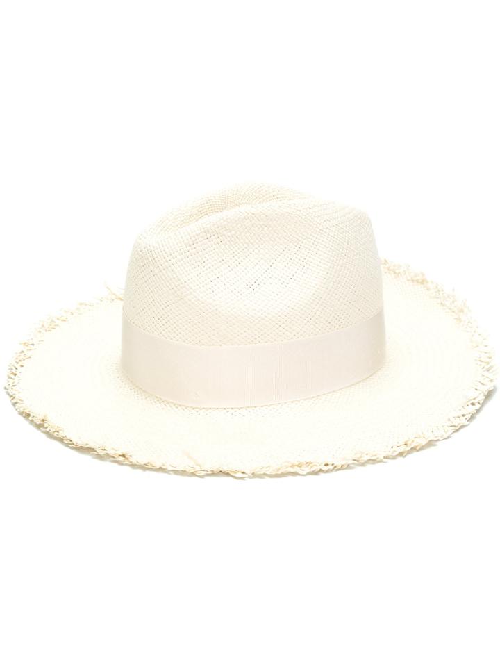 Federica Moretti Frayed Panama Hat - Nude & Neutrals