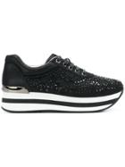 Gianni Renzi Floral Embellished Sneakers - Black