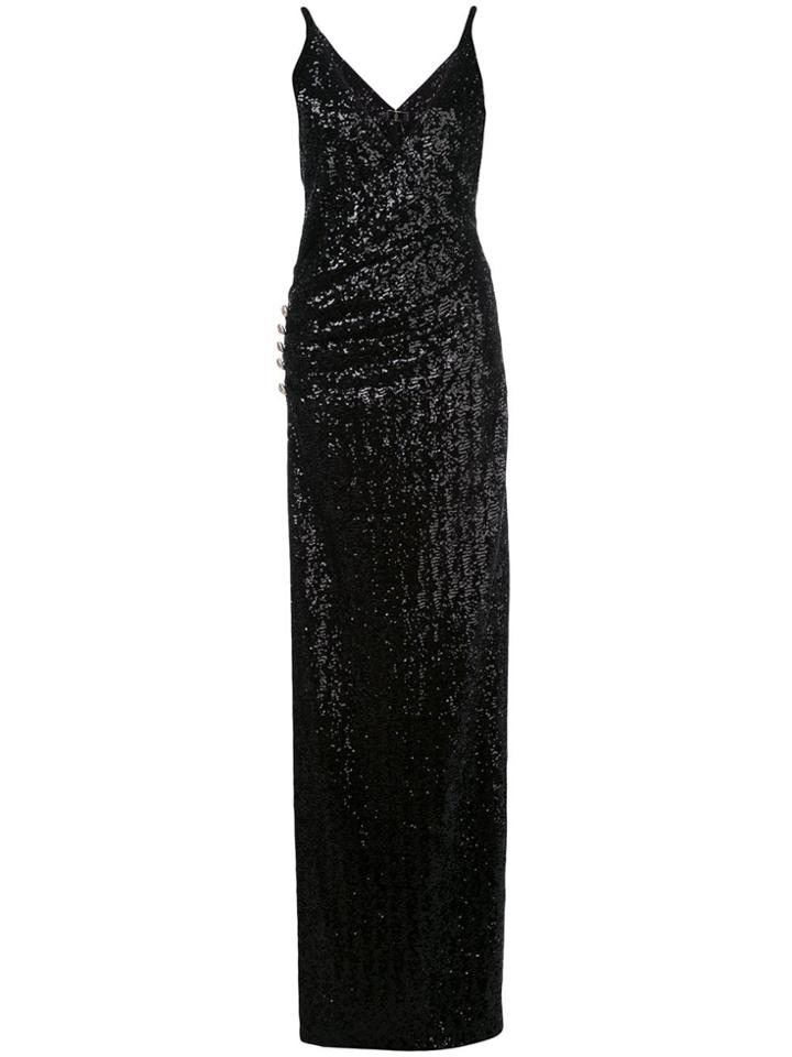 Balmain Sequinned Long Dress - Black