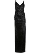 Balmain Sequinned Long Dress - Black