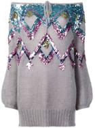 Semicouture Sequin Embellished Knitted Jumper - Grey