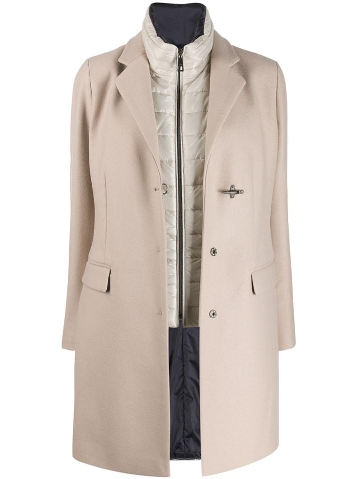 Fay Double Toggle Single Breasted Coat - Neutrals