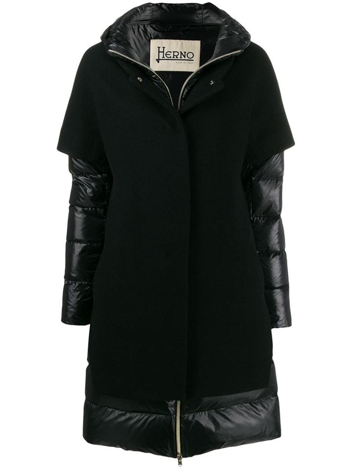 Herno Contrast Panel Padded Coat - Black
