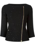 Herno Tweed Jacket, Women's, Size: 44, Black, Cotton/linen/flax/acrylic/viscose