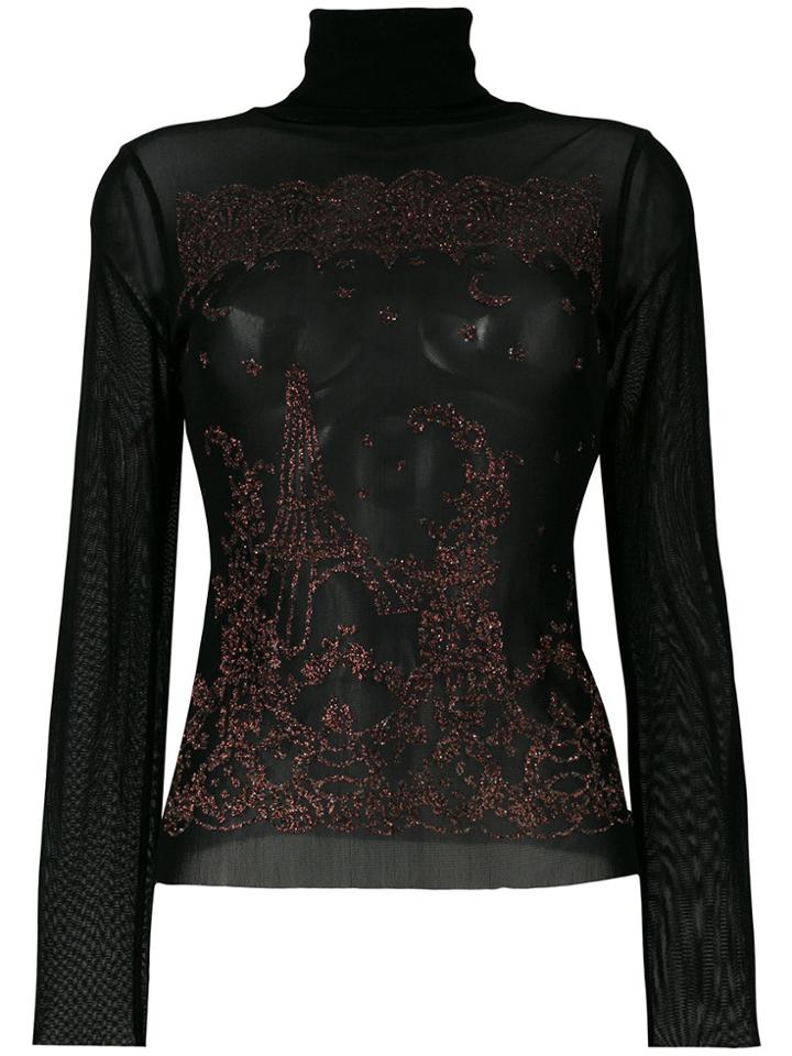 Jean Paul Gaultier Vintage Sheer Long Sleeve Top - Black