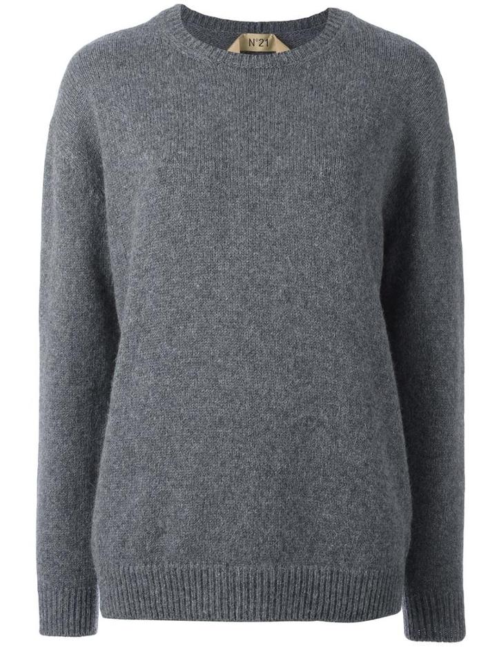 No21 Crew Neck Jumper, Women's, Size: 40, Grey, Alpaca/polyamide