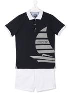Armani Junior Sailboat Print Polo Shirt - Blue