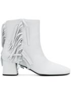 Prada White Fringed 55 Leather Boots