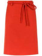 Egrey Skirt With Lace Up Waist - Red