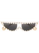 Gucci Eyewear Pearl Embellished Sunglasses - Gold