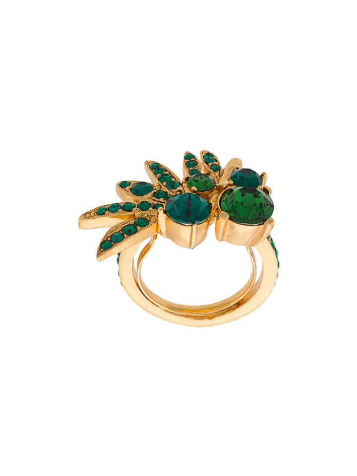 Oscar De La Renta Tropical Palm Ring - Green