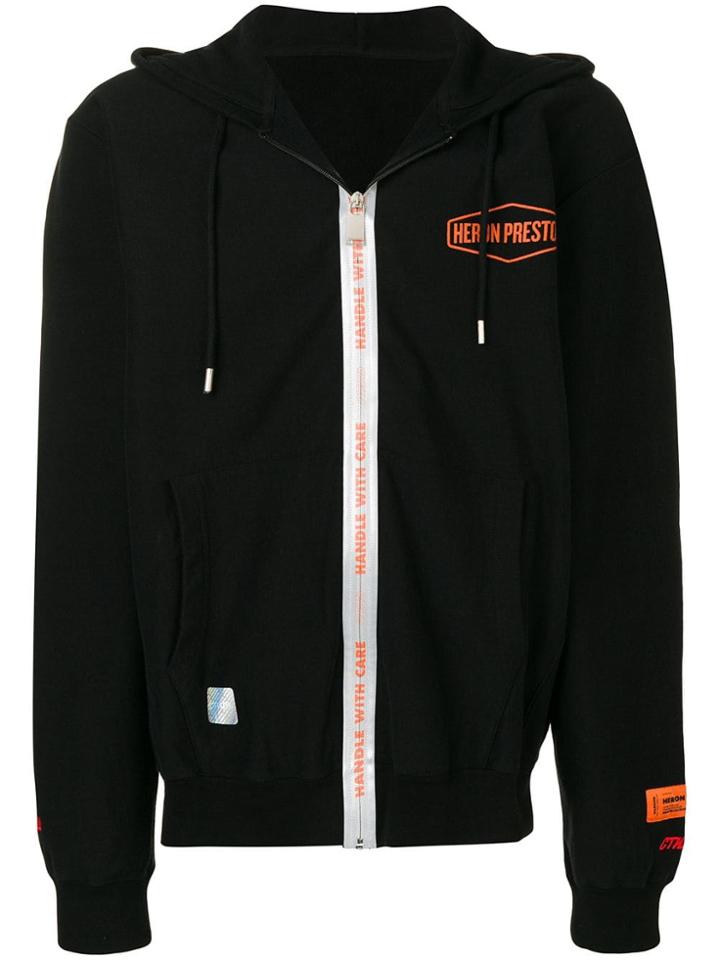 Heron Preston 'handle With Care' Zipped Hoodie - Black