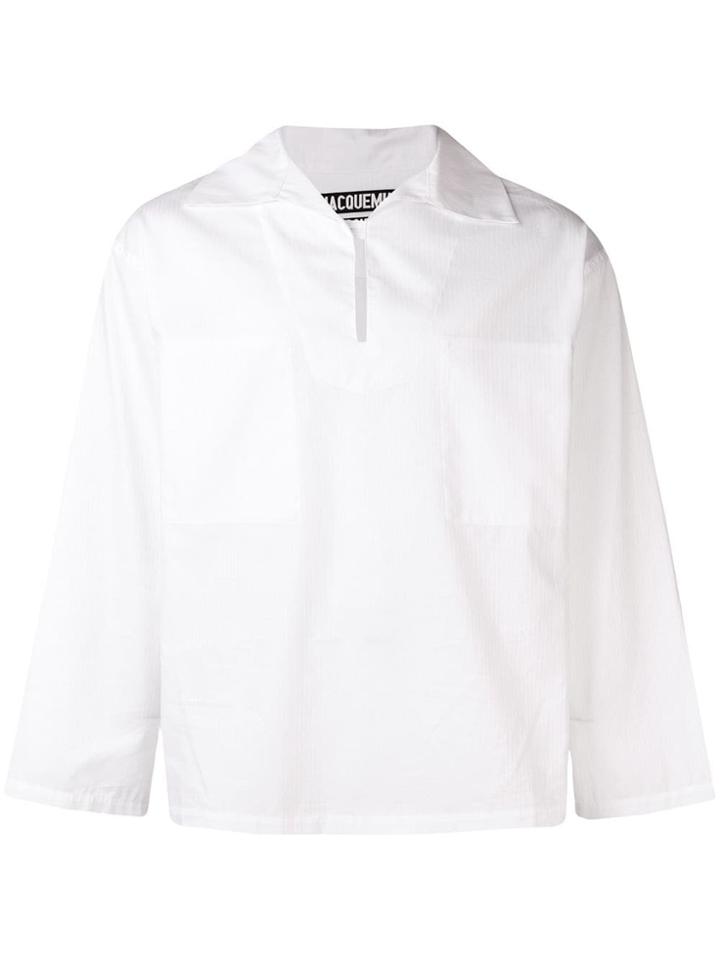 Jacquemus Striped Spread Collar Shirt - White
