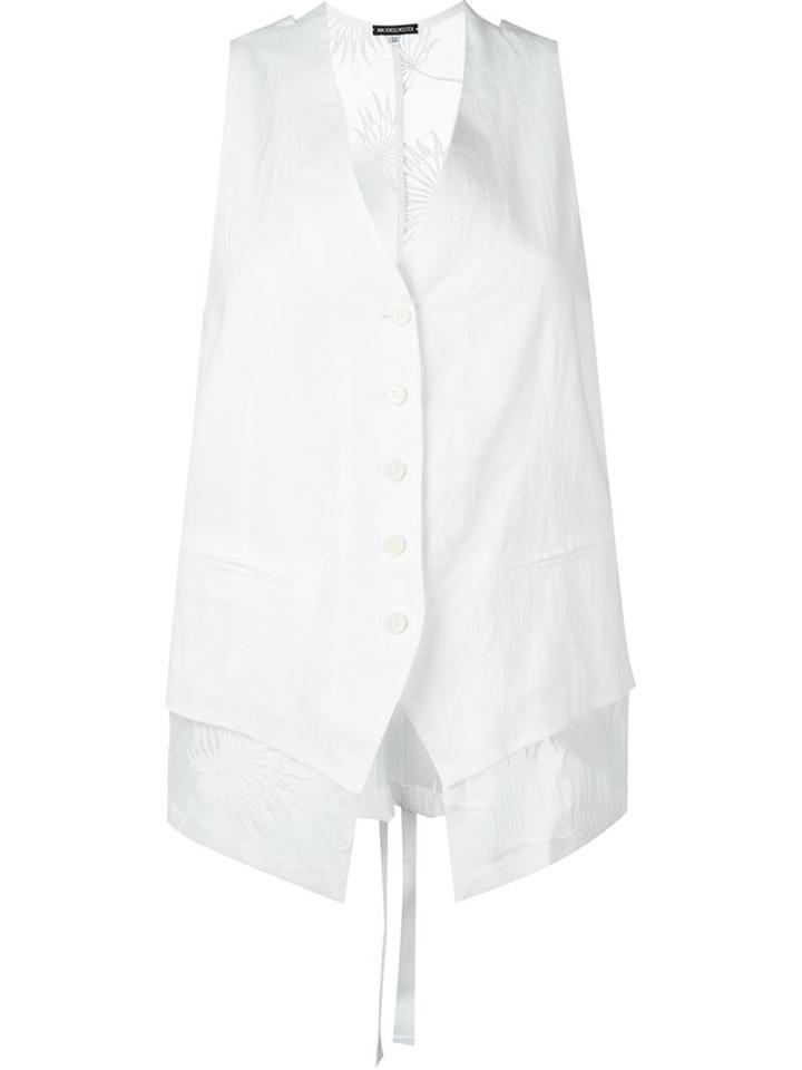 Ann Demeulemeester Embroidered Sheer Panel Waistcoat, Women's, Size: 40, White, Cotton/rayon