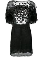 Amen - Floral Applique Mini Dress - Women - Polyamide/polyester/viscose/glass - 40, Black, Polyamide/polyester/viscose/glass