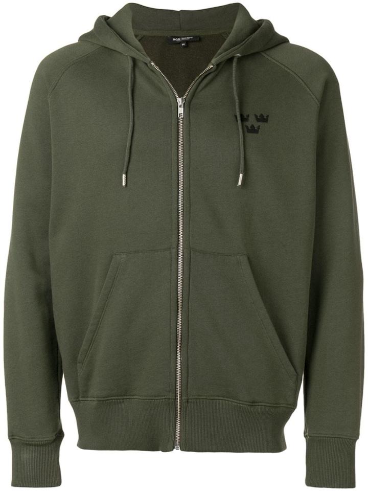Ron Dorff Zipped Logo Hoodie - Green