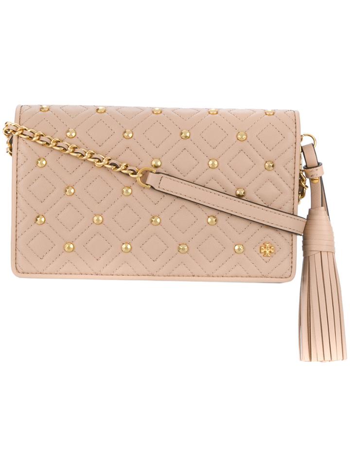 Tory Burch Fleming Stud Chain Wallet - Nude & Neutrals