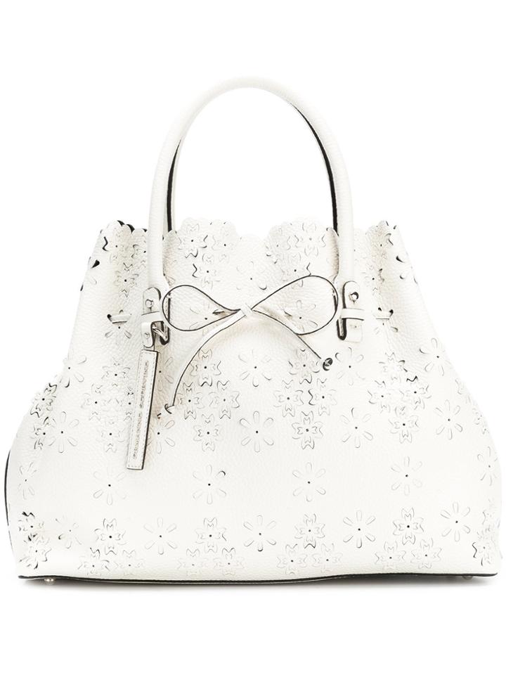 Ermanno Scervino Floral Laser-cut Tote - White