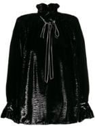 Saint Laurent Crystal Embellished Poet Blouse - Black