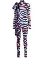 Atu Body Couture Zebra Print Jumpsuit - Blue