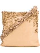 Etro Floral Applique Shoulder Bag, Women's, Nude/neutrals, Calf Leather