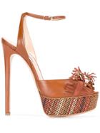 Casadei Fringed Strap Platform Sandals - Brown