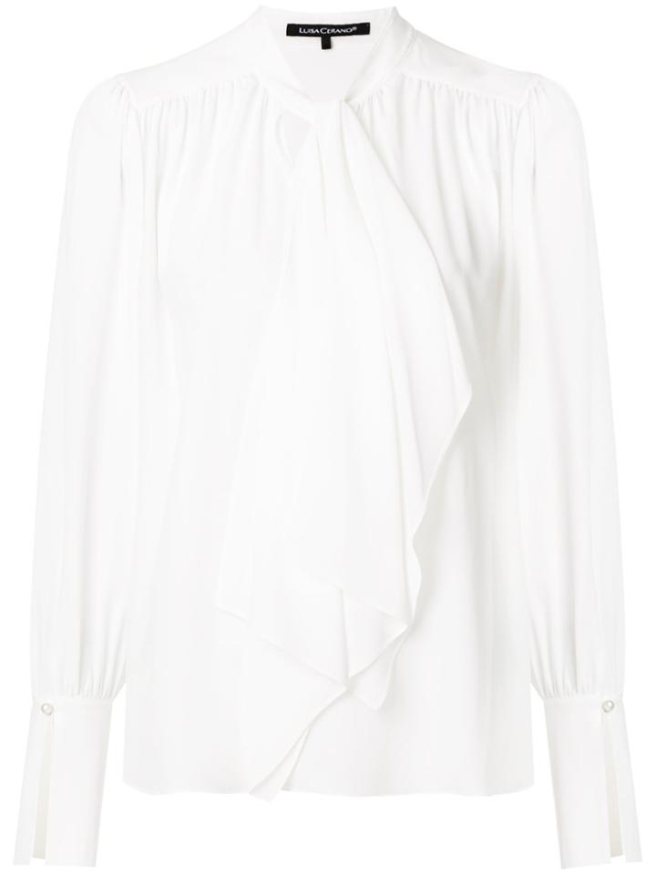 Luisa Cerano Tie Neck Longsleeved Blouse - White