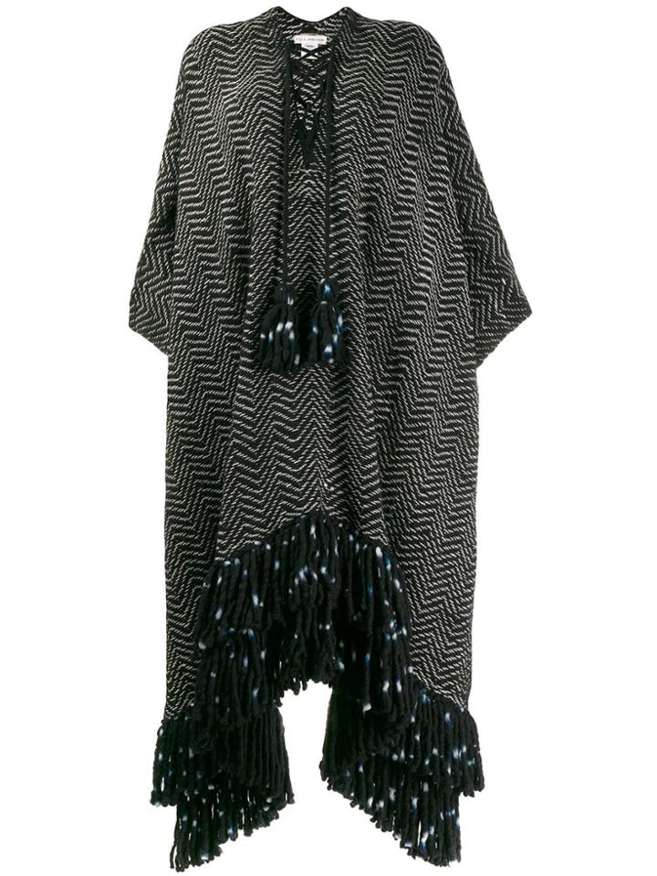 Ulla Johnson Fringed Poncho Coat - Black