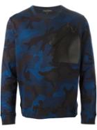 Valentino 'rockstud' Camouflage Sweatshirt, Men's, Size: Small, Blue, Cotton/polyamide/lamb Skin